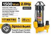 SGS5376 - 17 Metre 2 HP İnox Foseptik Dalgıç Pompa Parçalayıcı Öğütücü Bıçaklı 1500 Watt - 2