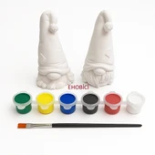 Ehobici Taş Boyama Seti Gnome Cüceler 6 Renk Akrilik Boya 5ml + Fırça - 1