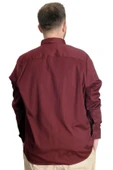 Mode XL Büyük Beden Erkek Gömlek U.Kol Tom Oxford 23303 Bordo thumbnail 4