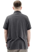 Mode XL Büyük Beden Erkek T-Shirt Fermuarlı Polo Yaka Cepli U24325 Antrasit thumbnail 4