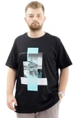 Mode XL Battal Beden Erkek Pamuklu T-Shirt Yumuşak Dokulu Baskılı FRANCISCO U24086 Siyah thumbnail 1