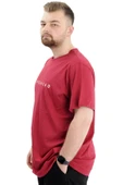 Mode XL Büyük Beden Erkek Baskılı T-Shirt Bisiklet Yaka FUTUREHEAD U24029 Bordo thumbnail 2