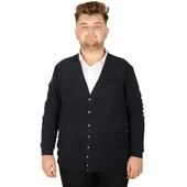 Mode XL Büyük Beden Erkek Hırka Vanize Selanik Düğmeli 20548 Lacivert thumbnail 1