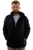 Mode XL Erkek Büyük Beden Kapitone Kalın Mont Cepli Kapüşonlu U24604 Parlak Siyah - 1