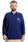 Mode XL Büyük Beden Erkek Sweat Polo Selanik Horse 23440 İndigo thumbnail 1