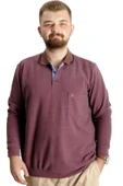 Mode XL Büyük Beden Erkek Sweat Polo Selanik Basic 20441 Gül Kurusu thumbnail 1