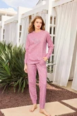 Aydoğan Kadın Lavin Ribana Manşetli Orta Pembe Koton Pijama Takım 0528 thumbnail 1