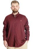 Mode XL Büyük Beden Erkek Gömlek U.Kol Tom Oxford 23303 Bordo thumbnail 1
