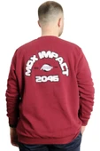 Mode XL Büyük Beden Erkek Sweathirt Bisiklet Yaka Nakışlı Sweat 23525 Bordo thumbnail 4