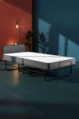 Niron Bonbon Katlanır Yatak | 90x200 cm | Metal Karyola, Kapitoneli Metal Başlık, 14 cm Sünger Yatak thumbnail 1