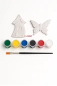 Ehobici Taş Boyama Seti Kelebek ve Ev 6 Renk Akrilik Boya 5ml + Fırça - 1