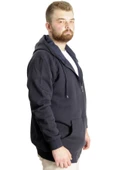 Mode XL Büyük Beden Erkek Sweat Kapüşonlu Fermuarlı Outsider 23547 Lacivert thumbnail 3