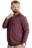 Mode XL Büyük Beden Erkek Sweat Polo Selanik Basic 20441 Gül Kurusu thumbnail 2