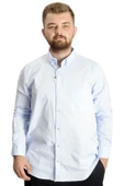 Mode XL Büyük Beden Erkek Gömlek U.Kol Cepli Oxford 20366 Açık Mavi thumbnail 1