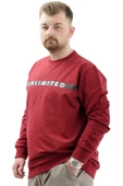 Mode XL Büyük Beden Erkek Sweathirt Baskılı Bisiklet Yaka UNLIMITED U24171 Bordo - 2