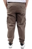 Mode XL Büyük Beden Erkek Keten Kargo Jogger Valencia 21911 Toprak thumbnail 4