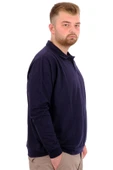 Mode XL Büyük Beden Erkek Polo Yaka Sweatshirt Nakışlı U24340 Lacivert - 3