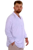 Mode XL Büyük Beden Erkek Gömlek Apas Yaka Uzun Kol JAKAR U24381 Beyaz thumbnail 2