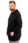 Mode XL Büyük Beden Erkek Sweatshirt Kapüşonlu Fermuarlı Recycle B24547 Siyah thumbnail 2