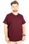Mode XL Büyük Beden T-Shirt V Yaka Likralı 20150 Mürdüm thumbnail 3