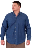 Mode XL Büyük Beden Erkek Uzun Kol Kot Gömlek U24391 Mavi - 2