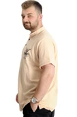 Mode XL Büyük Beden T-Shirt Hakim Yaka Yatching 22327 Bej thumbnail 2