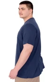 Mode XL Büyük Beden Erkek T-Shirt Bisiklet Yaka Reseve U25017 Indigo thumbnail 2
