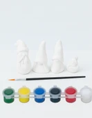 Ehobici Taş Boyama Seti Cüce ve Kardan Adam 6 Renk Akrilik Boya 5ml + Fırça - 1