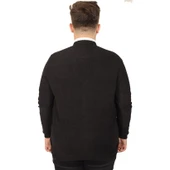Mode XL Büyük Beden Erkek Hırka Vanize Selanik Düğmeli 20548 Siyah - 2