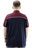 Mode XL Büyük Beden Erkek T-Shirt Polo Yaka Renk Bloklu DEER U24324 Lacivert thumbnail 4
