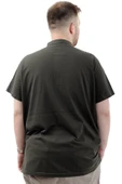 Mode XL Büyük Beden Erkek Tişört Düğmeli Hakim Yaka T-Shirt U24339 Haki thumbnail 4