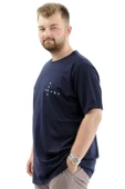 Mode XL Büyük Beden Erkek Tişört Baskılı Bisiklet Yaka Yumuşak Dokulu U24083 Lacivert thumbnail 2