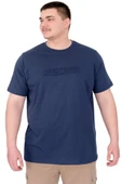 Mode XL Büyük Beden Erkek T-Shirt Bisiklet Yaka Reseve U25017 Indigo thumbnail 1
