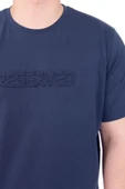 Mode XL Büyük Beden Erkek T-Shirt Bisiklet Yaka Reseve U25017 Indigo thumbnail 5