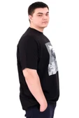 Mode XL Büyük Beden Erkek T-Shirt Bisiklet Yaka STATUE U25027 Siyah thumbnail 3