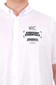 Mode XL Büyük Beden Erkek Gabardin Gömlek Everyday Essentials U25602 Beyaz thumbnail 5