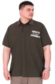 Mode XL Büyük Beden Erkek T-Shirt Polo Yaka YOURSELF U25310 Haki thumbnail 1