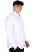 Mode XL Büyük Beden Erkek Uzun Kol Gömlek Cepli OXFORD U20367 Beyaz thumbnail 2