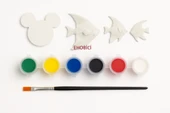 Ehobici Taş Boyama Seti Balıklar ve Mickey Mouse 6 Renk Akrilik Boya 5ml + Fırça - 1