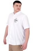 Mode XL Büyük Beden Erkek Gabardin Gömlek Everyday Essentials U25602 Beyaz thumbnail 4