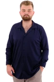 Mode XL Büyük Beden Erkek Gömlek Apas Yaka Uzun Kol JAKAR U24381 Lacivert thumbnail 1