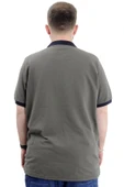 Mode XL Büyük Beden Erkek Polo Yaka Tişört Renk Bloklu U24322 Haki thumbnail 4