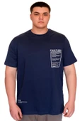 Mode XL Büyük Beden Erkek T-Shirt Bisiklet Yaka FAULTLESS Basklılı U25011 Indigo thumbnail 1