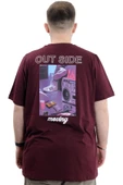 Mode XL Battal Beden Erkek Tişört Bisiklet Yaka Baskılı OUT SIDE U24041 Mürdüm thumbnail 4