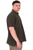 Mode XL Büyük Beden Erkek T-Shirt Polo Yaka YOURSELF U25310 Haki thumbnail 2
