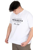 Mode XL Büyük Beden Erkek Tişört Baskılı BROOKLYN WAFFLE U25002 Beyaz thumbnail 2