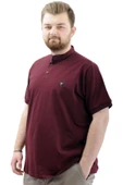 Mode XL Büyük Beden Erkek Tişört Düğmeli Hakim Yaka T-Shirt U24339 Mürdüm thumbnail 2