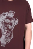 Mode XL Büyük Beden Erkek T-Shirt Bisiklet Yaka Statue U25004 Mürdüm thumbnail 4