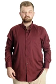 Mode XL Büyük Beden Erkek Gömlek U.Kol Cepli Oxford 20366 Bordo - 1