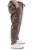 Mode XL Büyük Beden Erkek Keten Kargo Jogger Valencia 21911 Toprak thumbnail 3